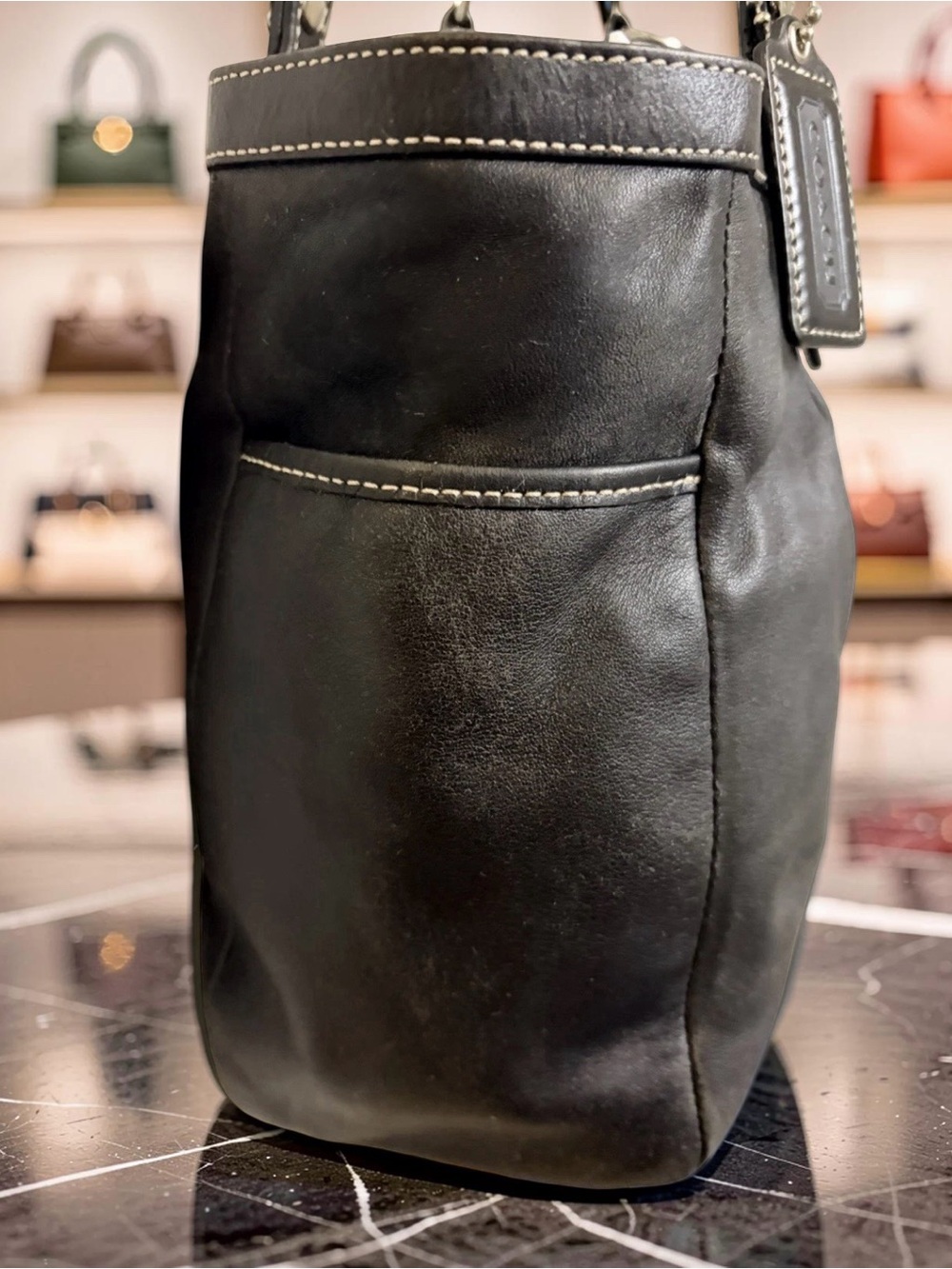 Classic Coach Black Leather Hobo Crossbody Tote - Picture 8 of 16